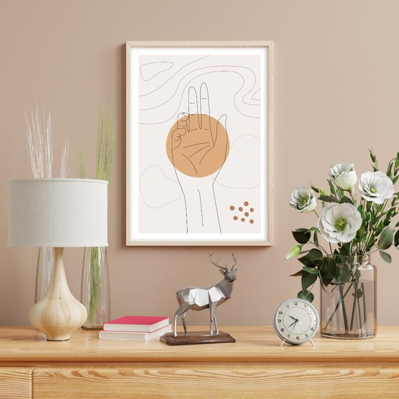 Modern Minimalist Hand Abstract Boho Wall Art Print Home Decor [No Frame] - Picture 3 of 6